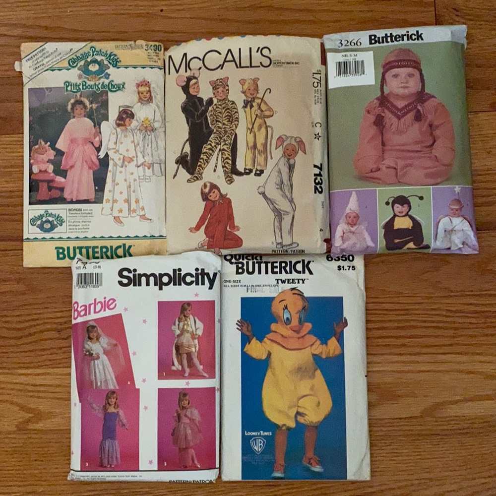 5 VINTAGE Halloween Sewing Patterns Child/Infant